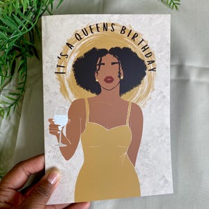 Carte d'anniversaire de reine noire, carte de femme noire, cartes de voeux noires, carte ethnique, magie de fille noire, cartes diverses, carte de célébration, métis