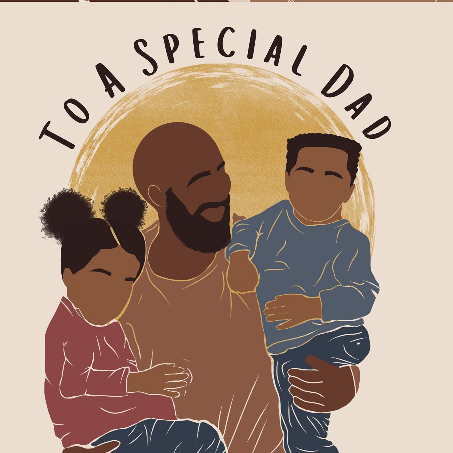 Black Fathers Day Card. Two Children Fathers Day Card. Boy Dad Etsy