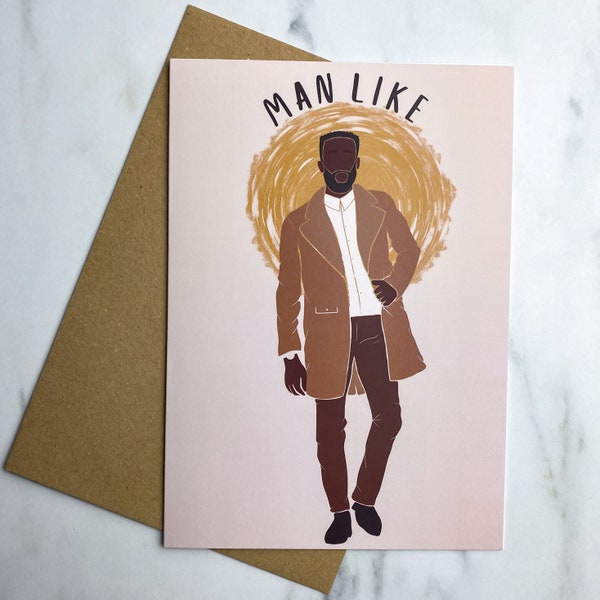 Black Man Like Birthday Card. Black Dad Card. Black male  Classy Man. Dapper dressed up African American ethnic Melanin cards greeting cards