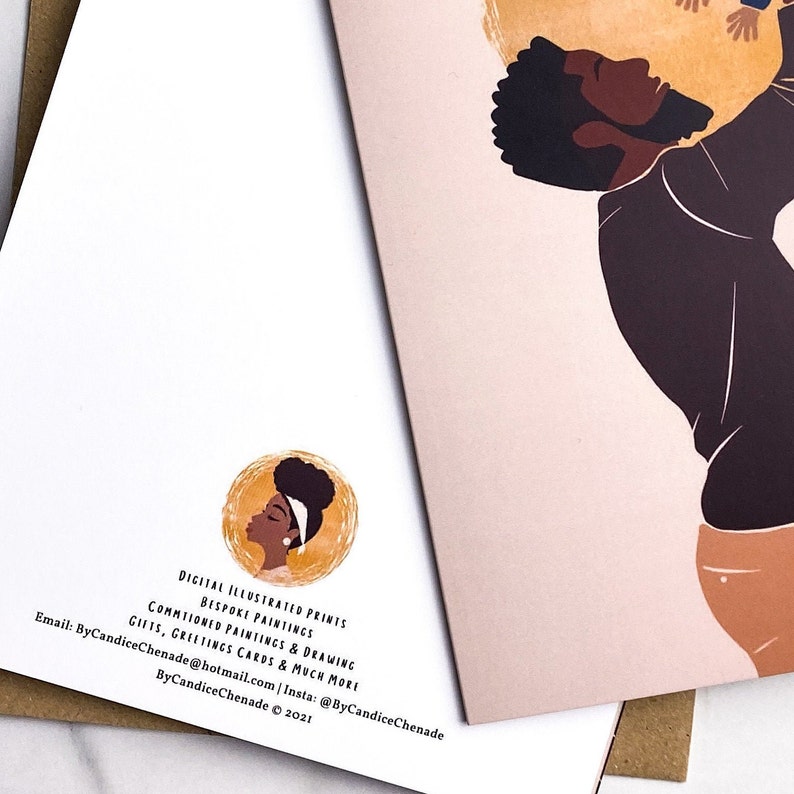 Black Fathers Day Card. Dad Greetings Card. Father Son Boy dad / Birthday Card. Black art. Melanin African Afro black owned black boy dad image 4