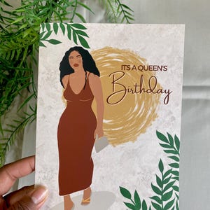 C'est la carte d'anniversaire d'une reine, joyeux anniversaire, cartes de voeux femme noire, ethnique, magie fille noire, cartes diverses, métis, biraciale