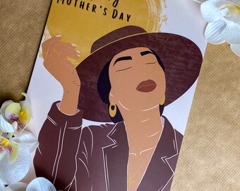 Mixed Race / Black Mother’s Day Card - Black Queen Black Woman, Black Greeting Cards Black Girl Magic Diverse Dark Skin African American