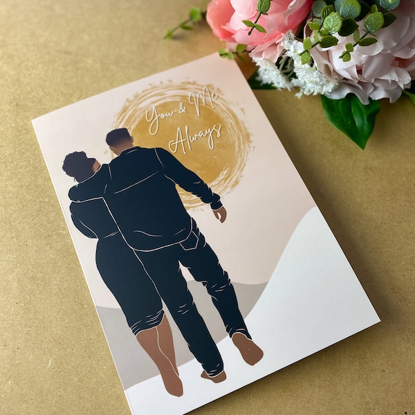 Walking Lovers - Black Love Valentine Day Anniversary Wedding  Greeting Card Black Couple Black Love, Diverse African American