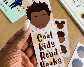 Cool Kids Read - Marque-page garçon - Cheveux bouclés ziggy Mélanine Art afro-américain afro-américain magie noire