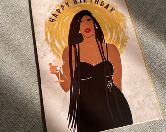 Black Birthday Card, Black Woman, Black Greeting Cards, Braids, Locs, Twists, Ethnic, Black Girl Magic, Diverse, Celebration, Mid Brown