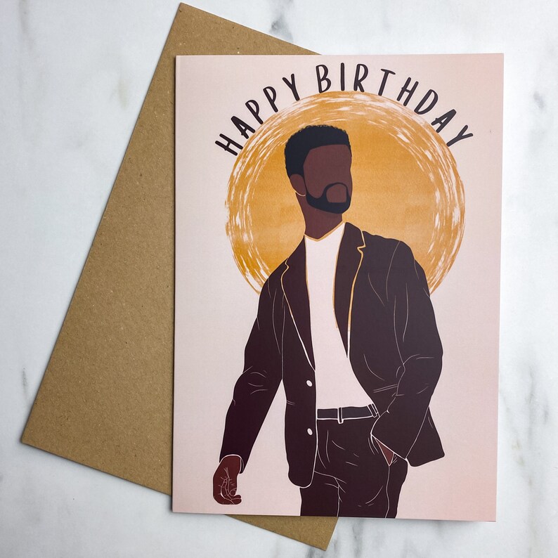 Black Man Birthday Card. Black Dad Card. Black male Classy | Etsy