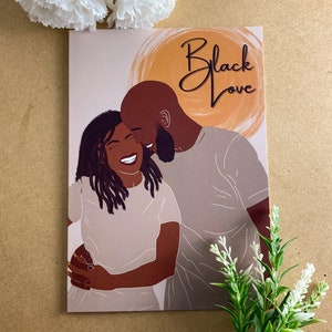 Pareja negra amor de mi vida, Amor negro, Día de San Valentín Hombre negro calvo con mujer con Locs Diversas rastas afroamericanas