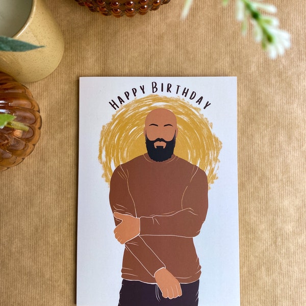 Bald & Bearded Mixed Race Man Birthday Card. Black Dad Card. Black male Classy Man. African American ethnic Melanin cards greeting cards