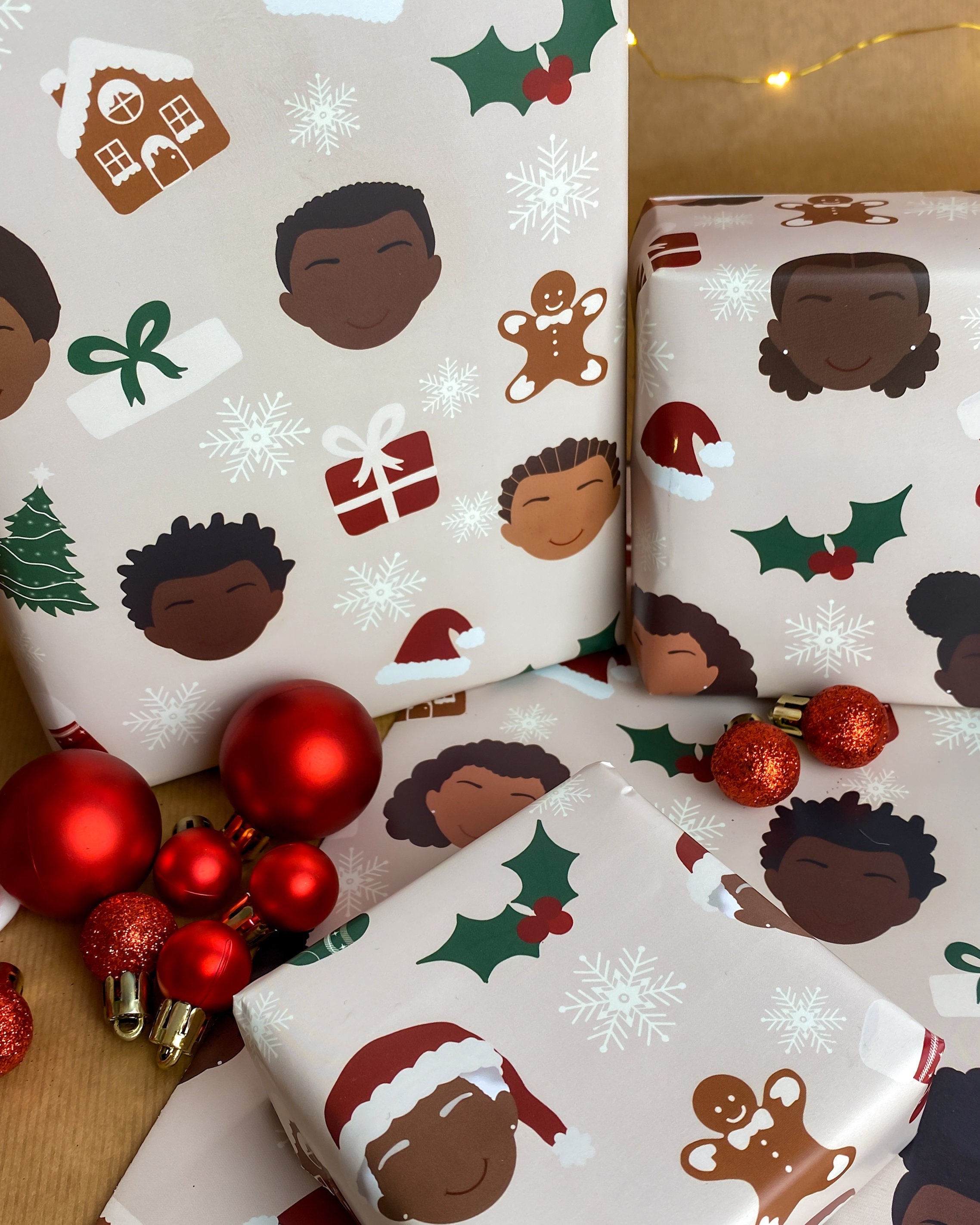 Black Santa Christmas Wrapping paper sheets – Olivene's Creations