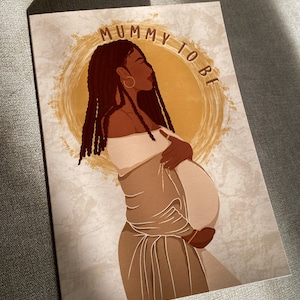 Black Mummy To Be, com tranças / locs Special Mummy To Be, cartão da mamãe para ser, cartão de gravidez, cartão de chá de bebê, menino menina, aniversário,