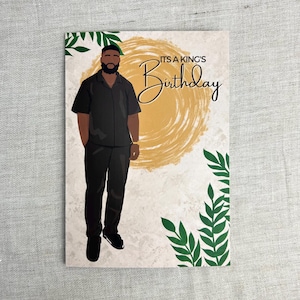 Black Man Birthday Card. Black Male. Dapper African American Ethnic Melanin Greeting Card black king birthday card