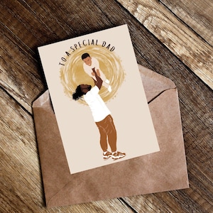 Black Dad with dreadlocks Fathers Day card. Greeting Card. Best Boy Dad / Birthday Card. African American Mixed race son locs