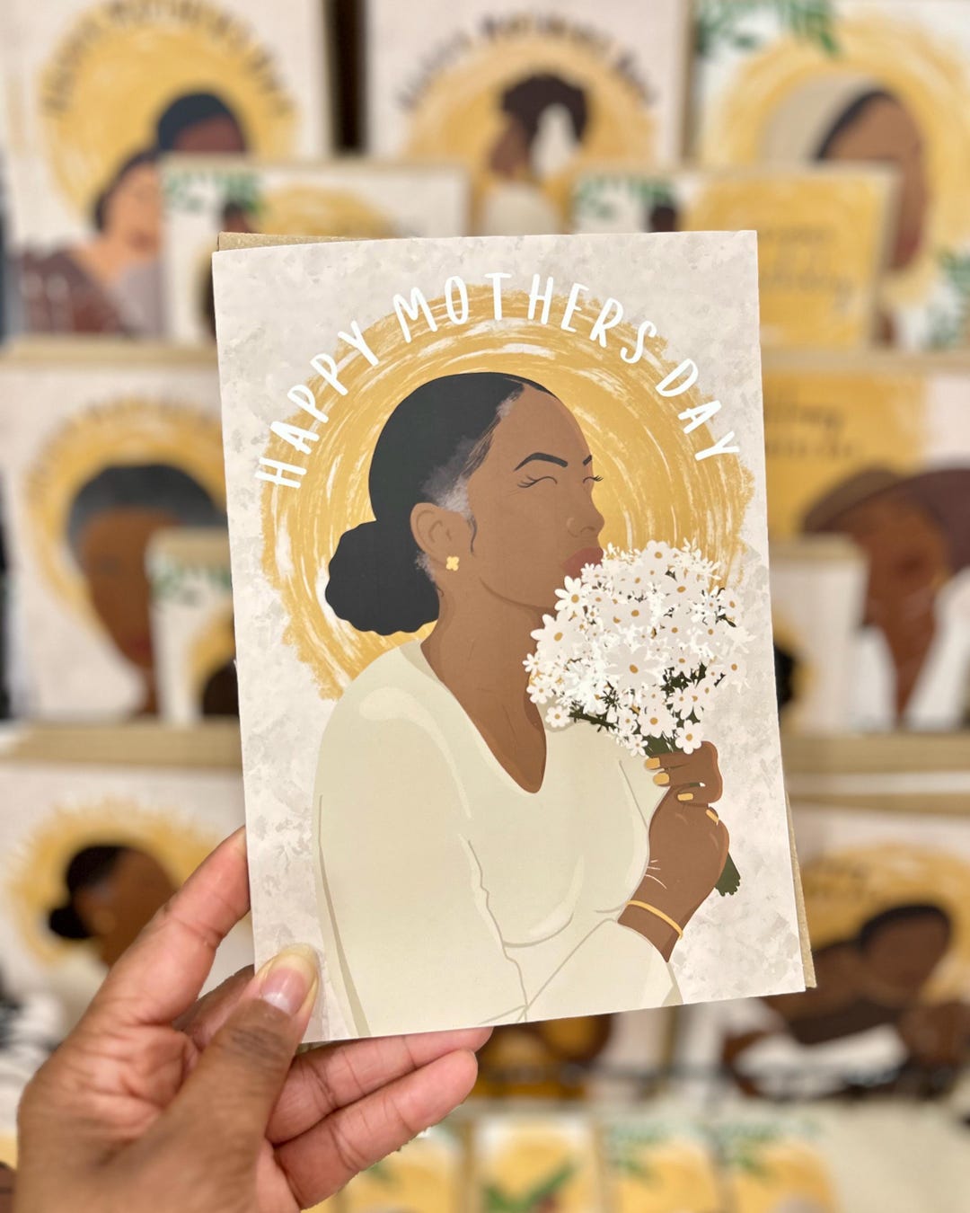 Black Woman Happy Mothers Day Card Flowers Queen Black Greeting Cards ...
