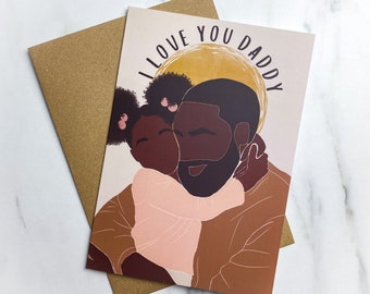 Black Fathers Day card. Black Dad Greetings Card. Daddy's Girl / Birthday Card. African American card black cards girl dad