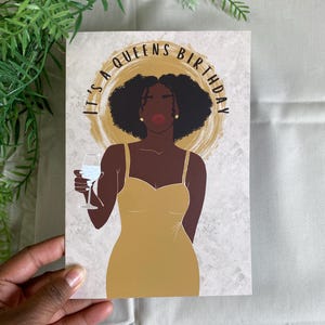 Carte d'anniversaire reine noire, carte femme noire, cartes de voeux noires, carte ethnique, magie fille noire, cartes diverses, carte de fête, peau foncée