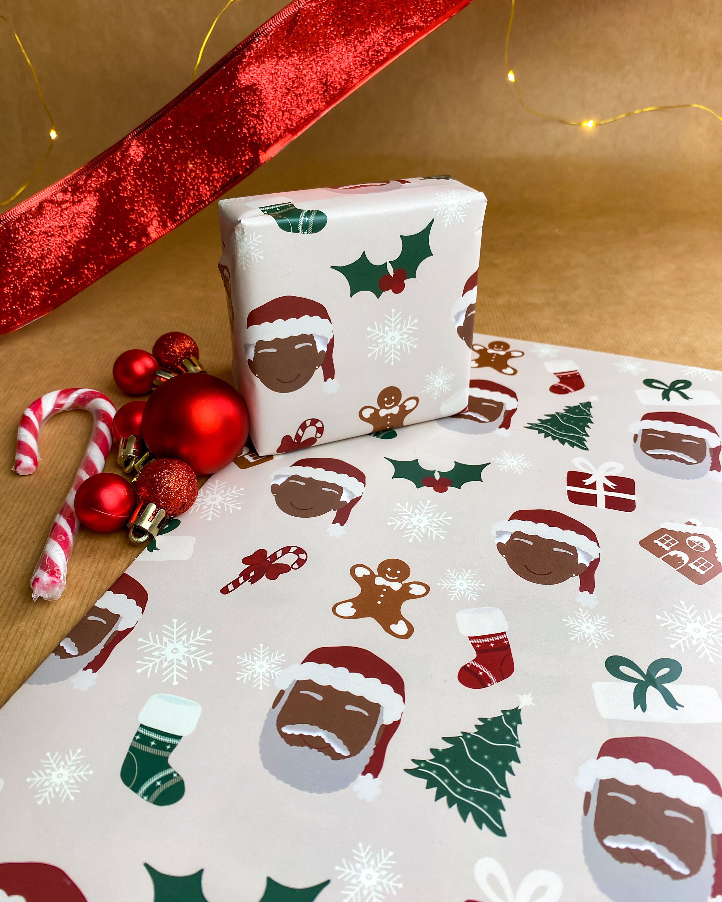 Black Santa Claus and Mrs. Claus Wrapping Paper, African-american Christmas  Couple, Melanin Xmas Paper 