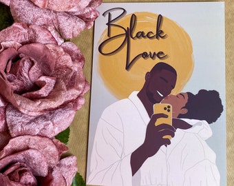 Black Couple Valentine’s Day Card, Black Love, Anniversary, Black Man Woman New Home Diverse African American