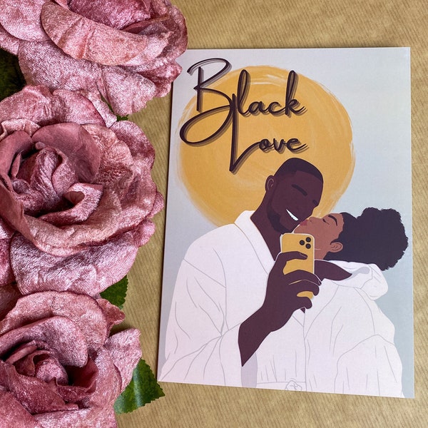 Black Couple Valentine’s Day Card, Black Love, Anniversary, Black Man Woman New Home Diverse African American