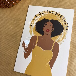 Carte d'anniversaire de reine noire, carte de femme noire, cartes de voeux noires, carte ethnique, magie de fille noire, cartes diverses, carte de célébration, métis