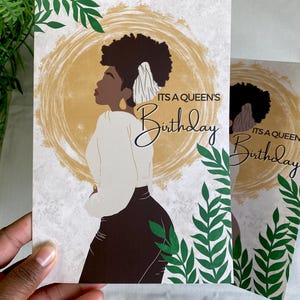É um cartão de feliz aniversário da rainha - Mulher negra, cartões de felicitações pretos, garota negra mágica, diversa, afro-americana - turbante, afro-melanina, escuro