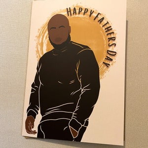 Glatzköpfige und bärtige schwarze Vatertagskarte. Black Dad Karte. Geburtstagskarte. Klasse Schwarzer Mann.  Eleganter Mann. Papa Karte.