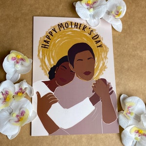 Te amo mami Tarjeta del Día de la Madre Negra - Madre e hija Mujer, Tarjetas de felicitación negras Niña Niño Hija Afroamericana