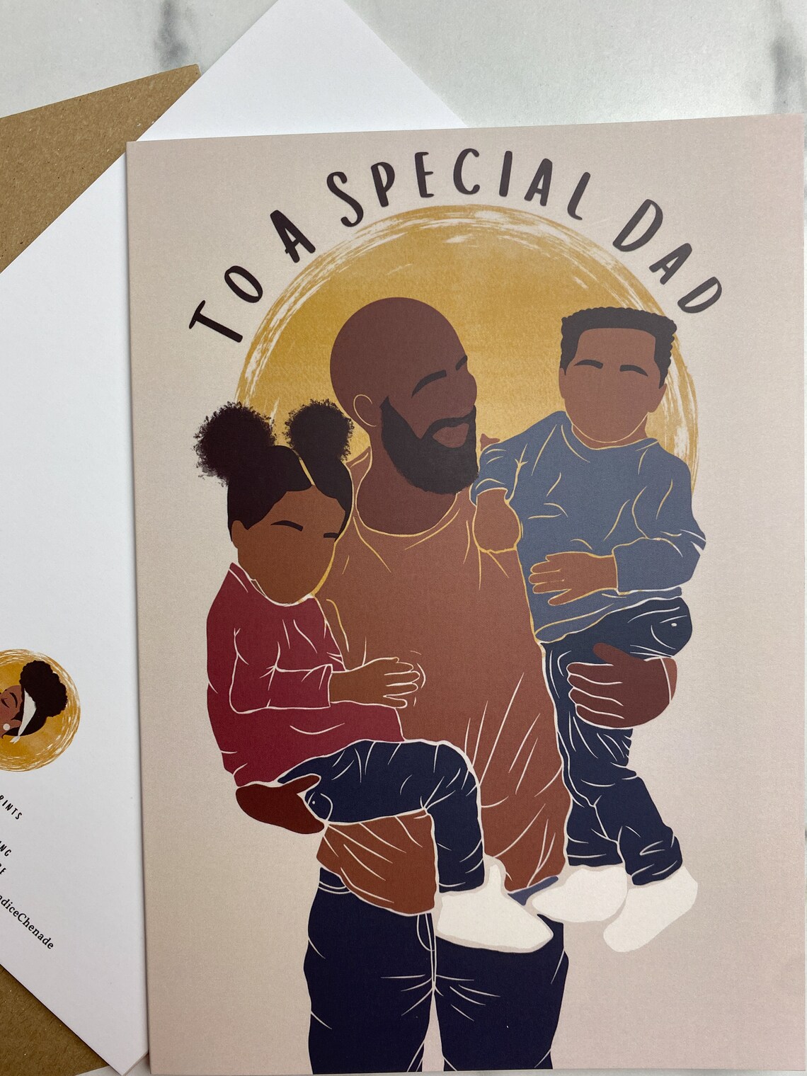 Black Fathers Day Card Two Children Fathers Day Card Boy Dad Etsy