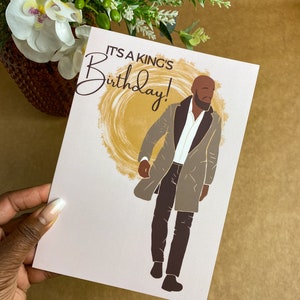 King’s Happy Birthday Card Glatzkopf und bärtiger schwarzer Mann. Black Dad Karte. Schwarzer männlicher Edelmann. African American ethnischen Melanin Grußkarten