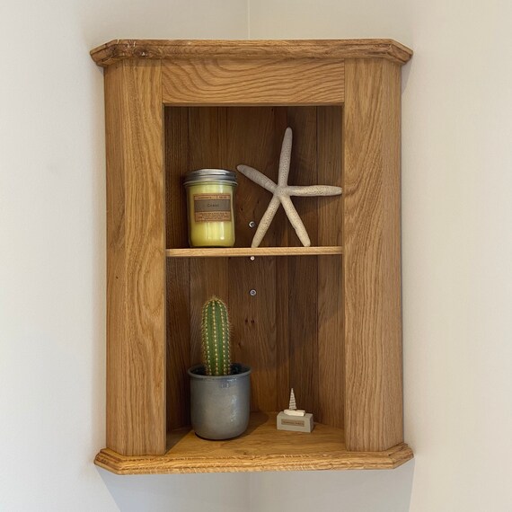 Oak corner wall shelf unit deals