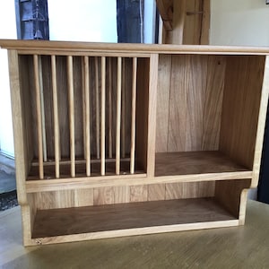 Handcrafted Oak Plate Rack/ Bookcase