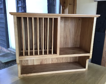 Handcrafted Oak Plate Rack/ Bookcase
