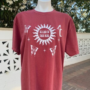 Be kind to your mind shirt, Positive shirt, Sun shirt, Butterfly shirt, Aesthetic shirt, Mental health shirt, Comfort Colors