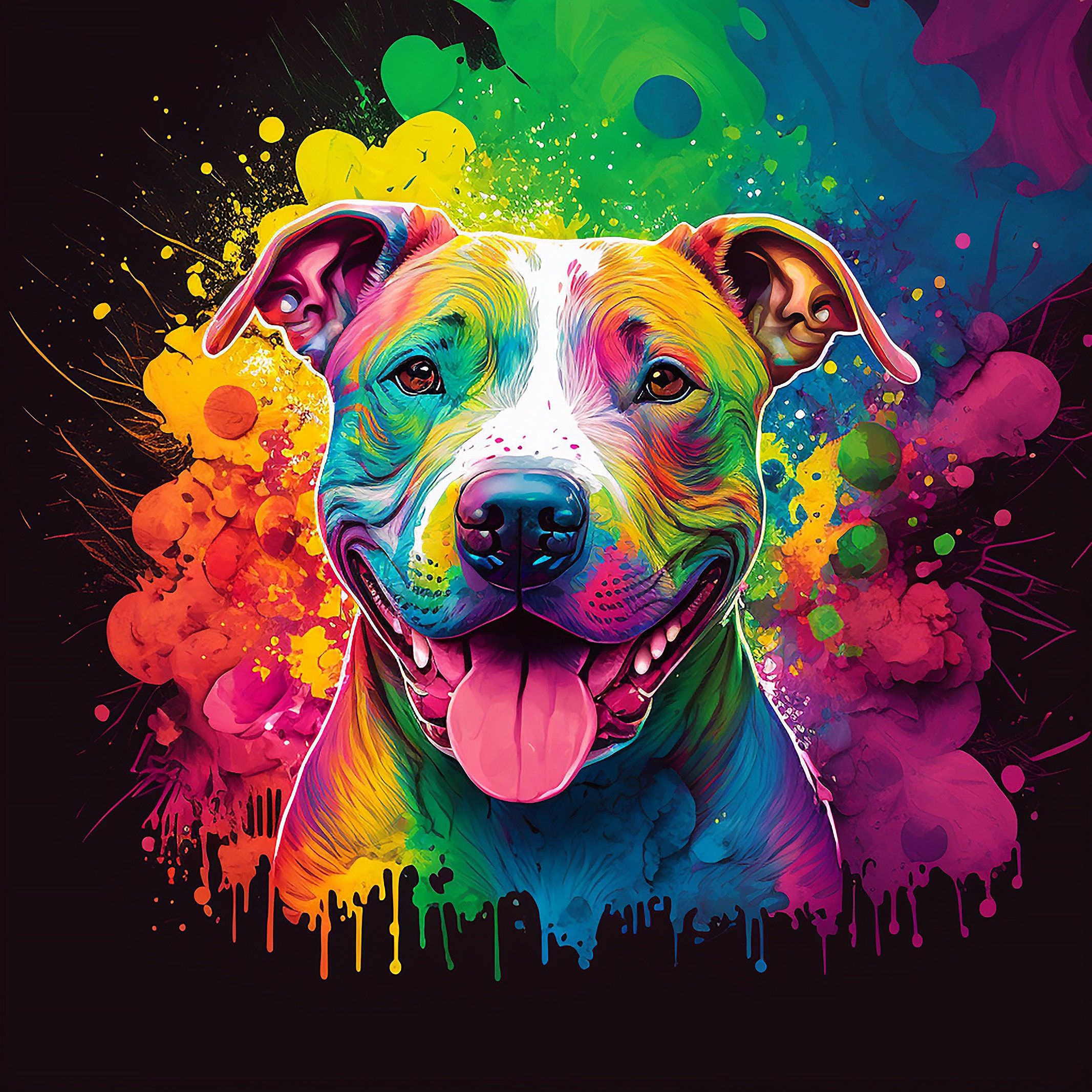 Colorful Pit Bull Art Jigsaw Puzzle