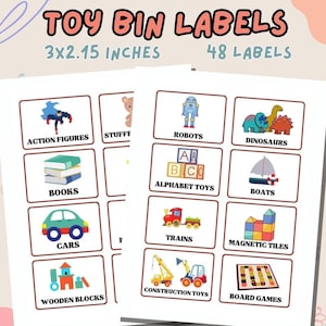 Toy Storage bin and organization Labels Printable Kid&#39;s Toys and Book Bin Labels for playroom, nursery, or classroom center signs