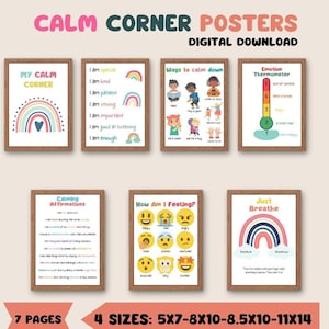 Calm Down Corner posters Grounding Classroom Calming Technique Kid&#39;s room decor educational Growth Mindset wall art print school counselor