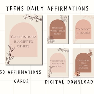 Positive Affirmationskarten für Teenager-Mädchen, Ich bin Affirmationen, Teen Self-Care Deck, Girl's Mindfulness Cards, Selbstliebe Teenager-Mädchen Geschenk.