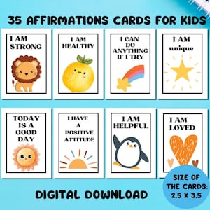 I am affirmations cards kids Daily affirmations flashcards mindfulness cards kids encouragement kids ADHD positive affirmations cards