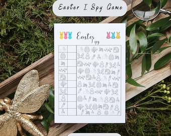 Druckbare I Spion Osteraktivität Spaß Look and Find Aktivität, interaktives Familien- und Klassenzimmerspiel, Ostergeschenk für Kinder, Frühlingsparty-Spaßspiel