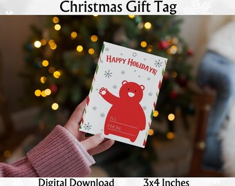 Christmas Polar Bear Gift tag Holiday class gift from teacher to students preschool Kids Christmas Present DIY Holiday Gift Printable Labels