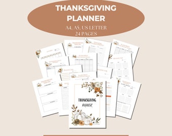 Thanksgiving planner Turkey Day Thanksgiving bundle holiday menu planner November printable Thanksgiving Binder dinner party budget tracker