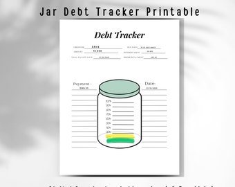 Debt Snowball Budgeting Payments Tracker - Debt Jar, Finance Expenses Management, Printable Budget Planner for Debt Free Progress Gift