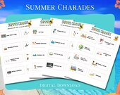 Summer Charades Printable Game for Kids and Adults Indoor Family Fun, Pool Party Activity & Classroom Fun, Summer Break Gift, Road Trip Game
