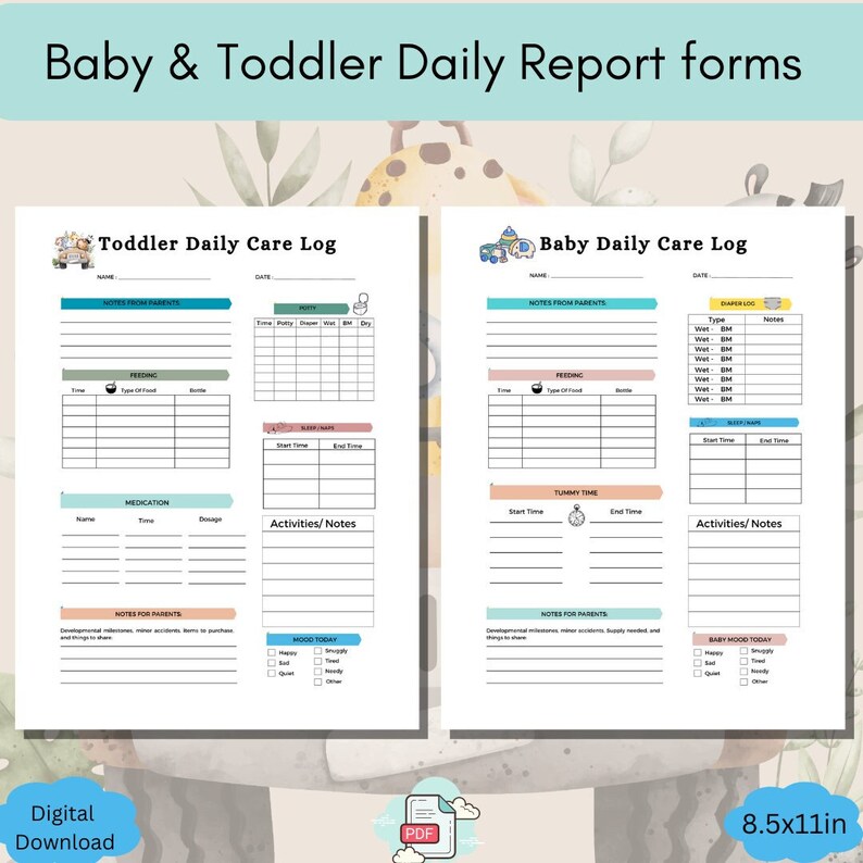 childcare-daily-log-report-forms-baby-and-toddler-activity-log-etsy