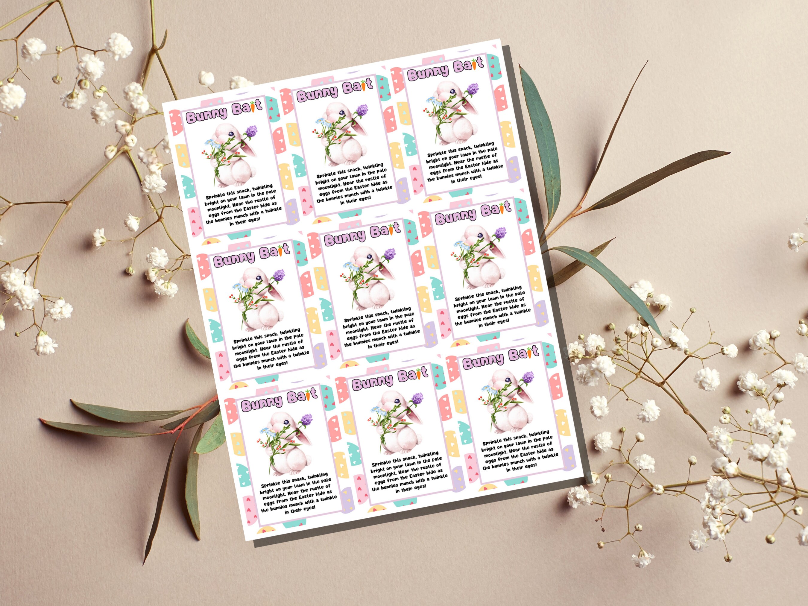 Printable Easter Bunny Bait Card - Adorable Bunny Food Tag, Perfect for ...