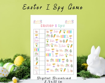 Druckbare I Spion Osteraktivität Spaß Look and Find Aktivität, interaktives Familien- und Klassenzimmerspiel, Ostergeschenk für Kinder, Frühlingsparty-Spaßspiel