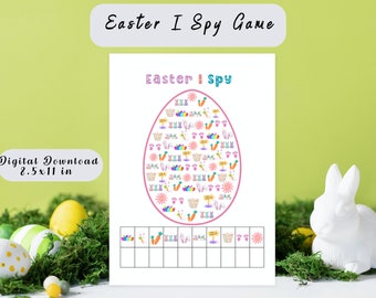 Druckbare I Spion Osteraktivität Spaß Look and Find Aktivität, interaktives Familien- und Klassenzimmerspiel, Ostergeschenk für Kinder, Frühlingsparty-Spaßspiel