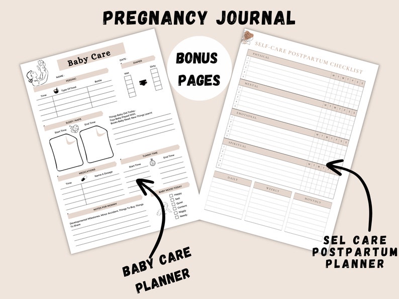 Printable Pregnancy Journal Planner for Moms Digital Download - Etsy