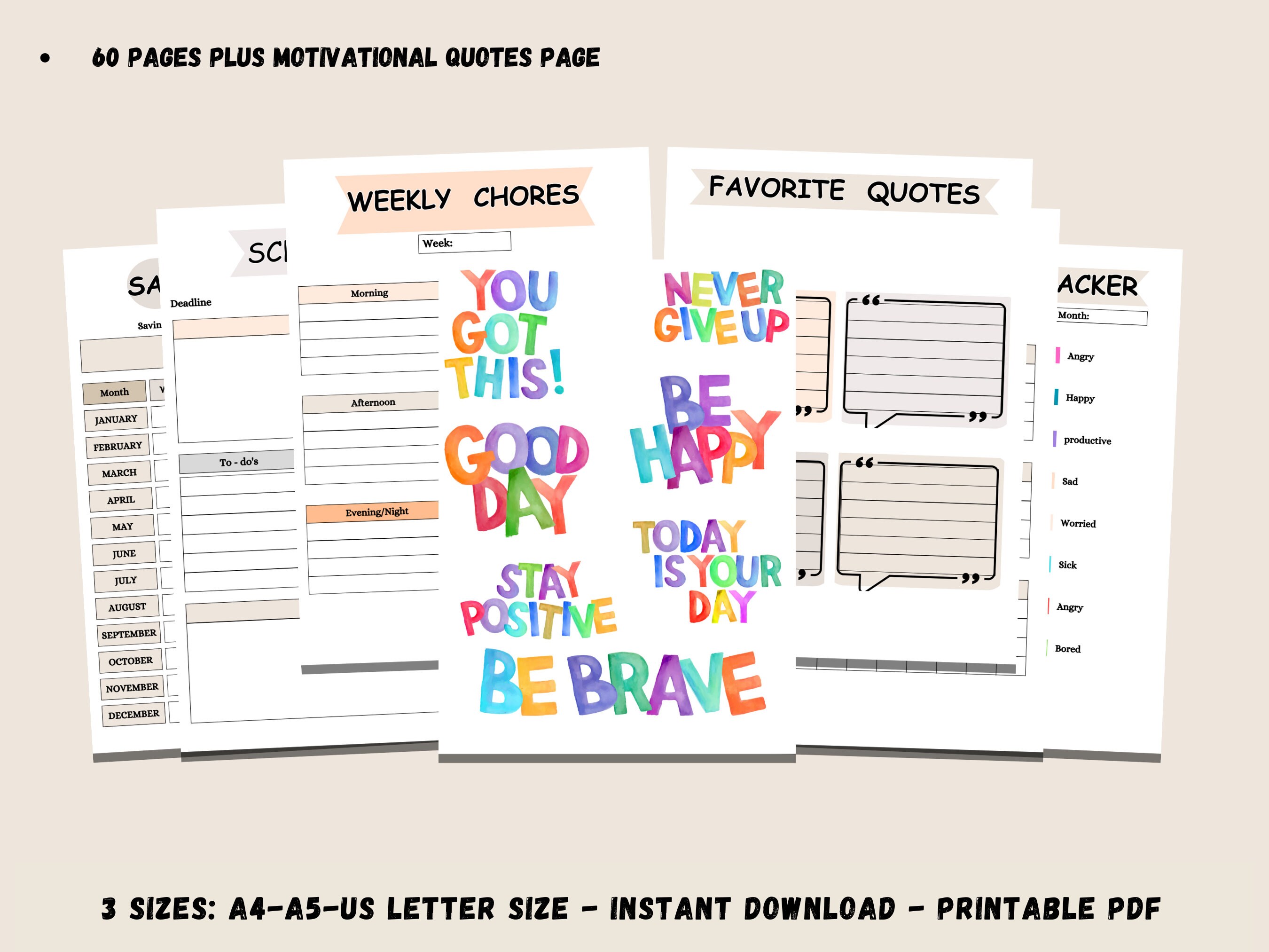 ADHD Planner for Kids Printable School Planner &amp; Organizer/ Teens ADHD ...