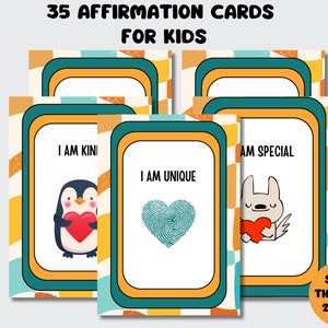 I am affirmations cards kids Daily affirmations flashcards mindfulness cards kids encouragement kids ADHD positive affirmations cards