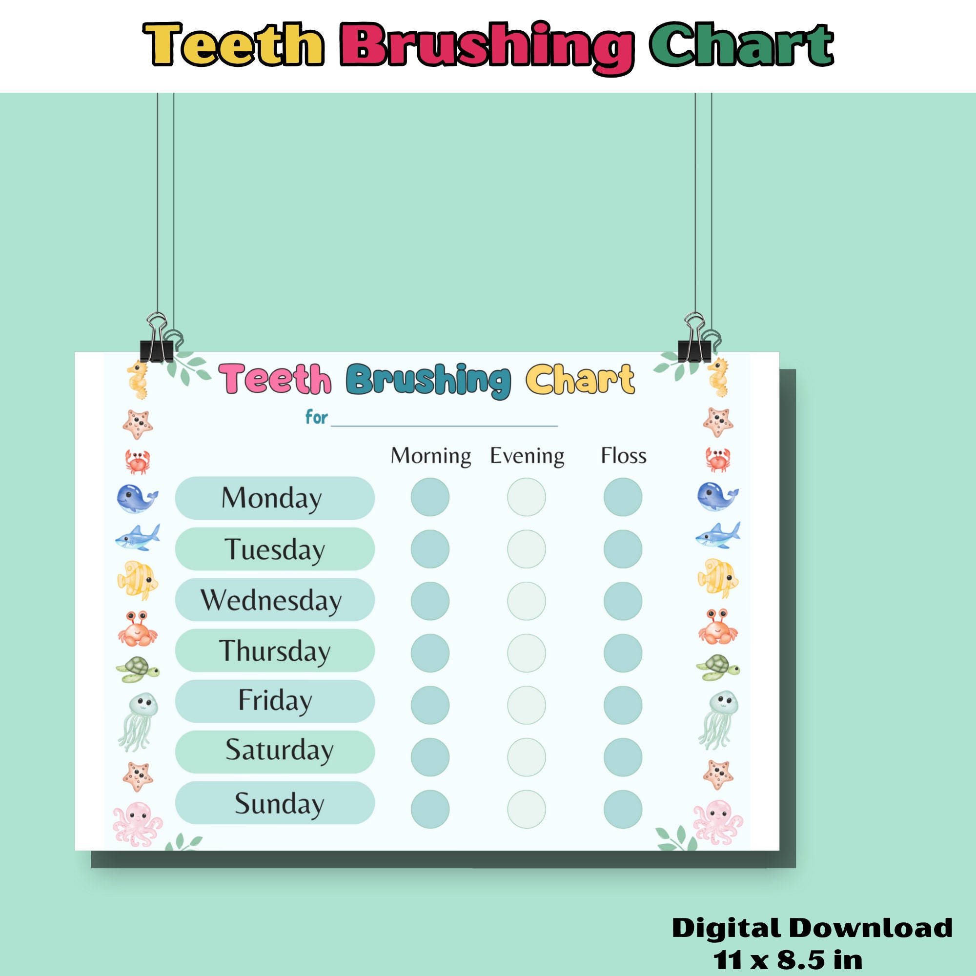 Printable Teeth Brushing Routine for Kids & Toddlers, Chore Chart Kids ...
